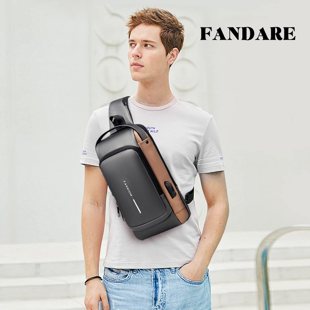 FANDARE anti-theft sling bag tablet compartment safely stores a 9.7 inch tablet.