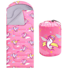 Fanfanwin unicorn pink camping sleeping bag full view for outdoor comfort