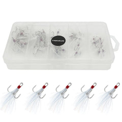 FANGBLUE Treble Fishing Hooks with Feather close-up