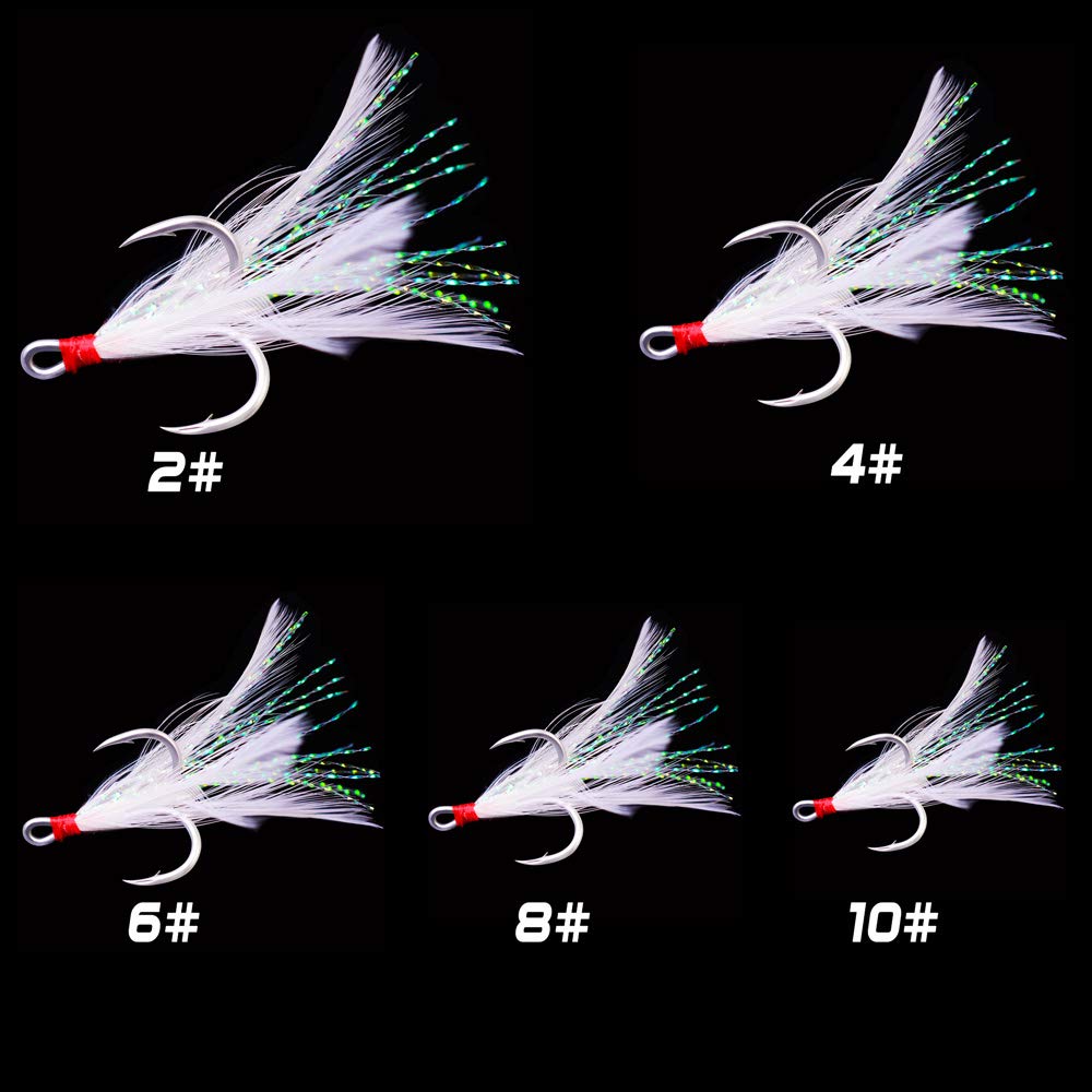 Contents of the FANGBLUE treble hooks box showing hooks and packaging