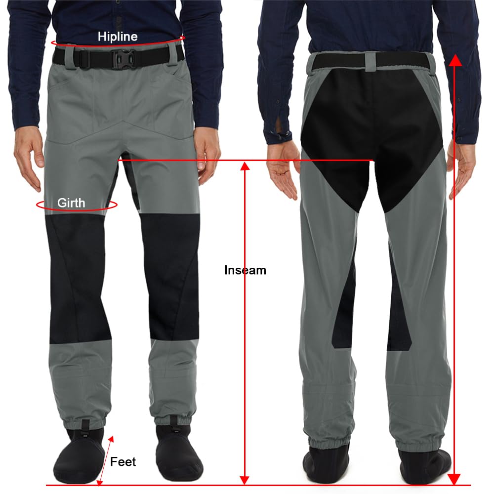 FANGBLUE wading pants neoprene-foot assembly shows 4mm stocking foot comfort