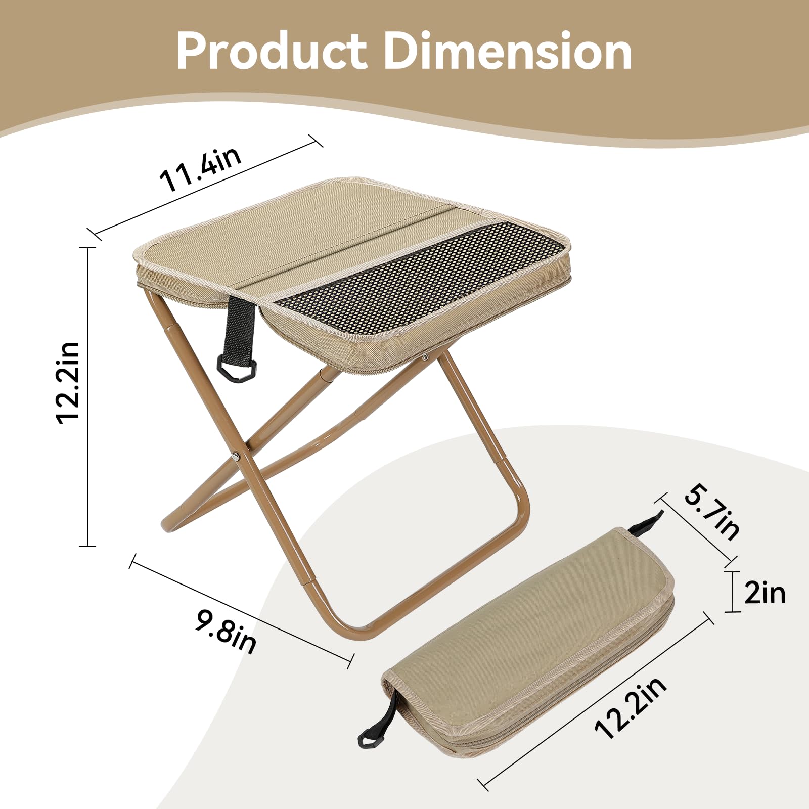 fanivshi 13.5-inch folding stool open seat for quick outdoor seating
