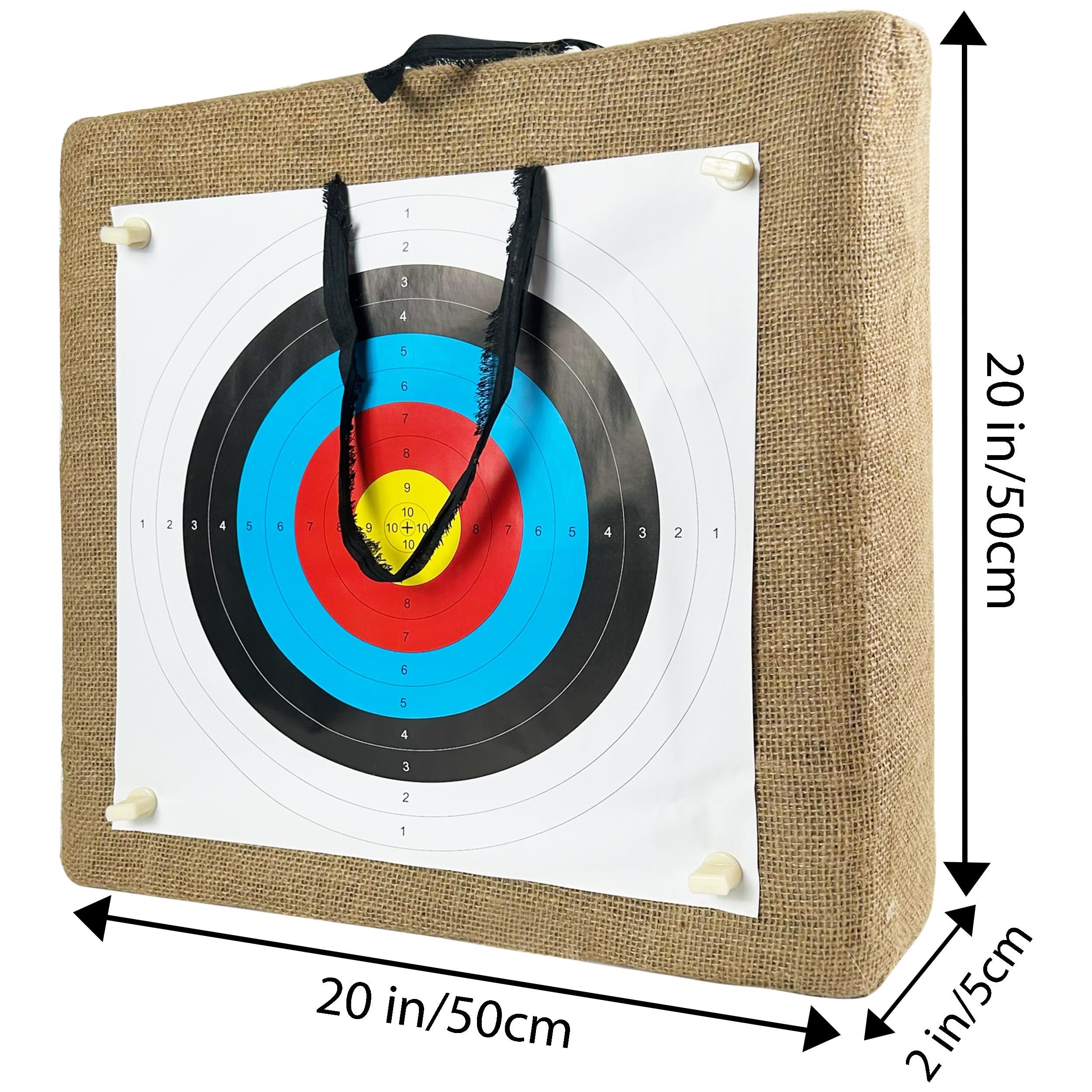 FANOWZUO straw archery target demonstrates durability for backyard shooting.