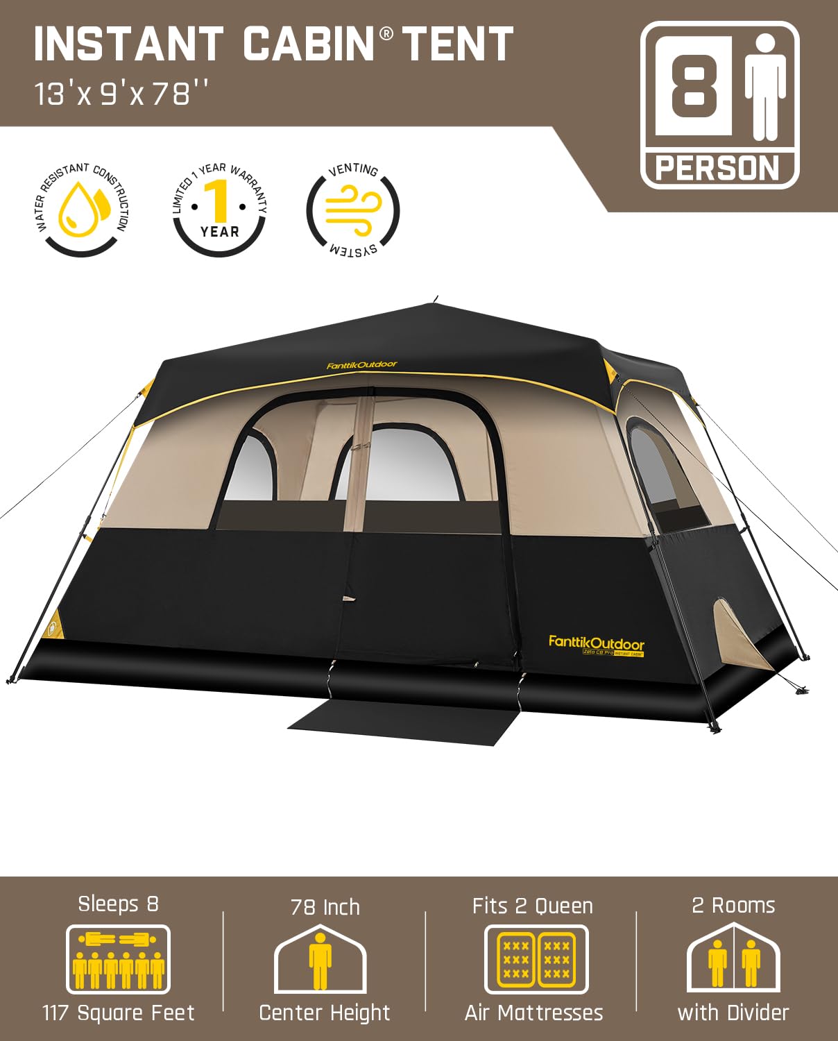 FanttikOutdoor Zeta C8 Pro rainfly close-up showing waterproof fabric.