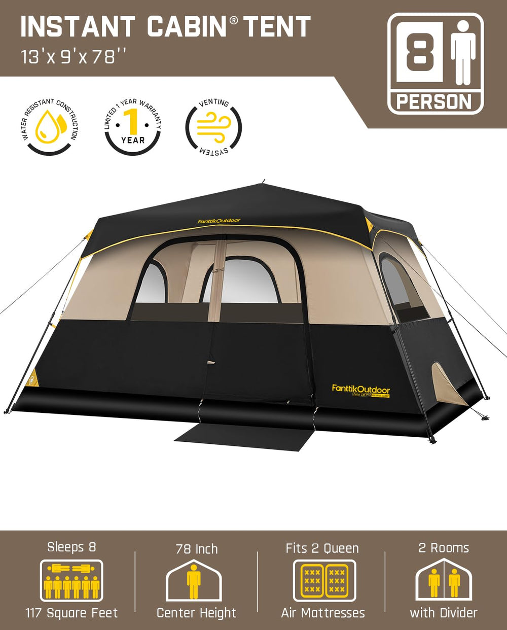 FanttikOutdoor Zeta C8 Pro rainfly close-up showing waterproof fabric.