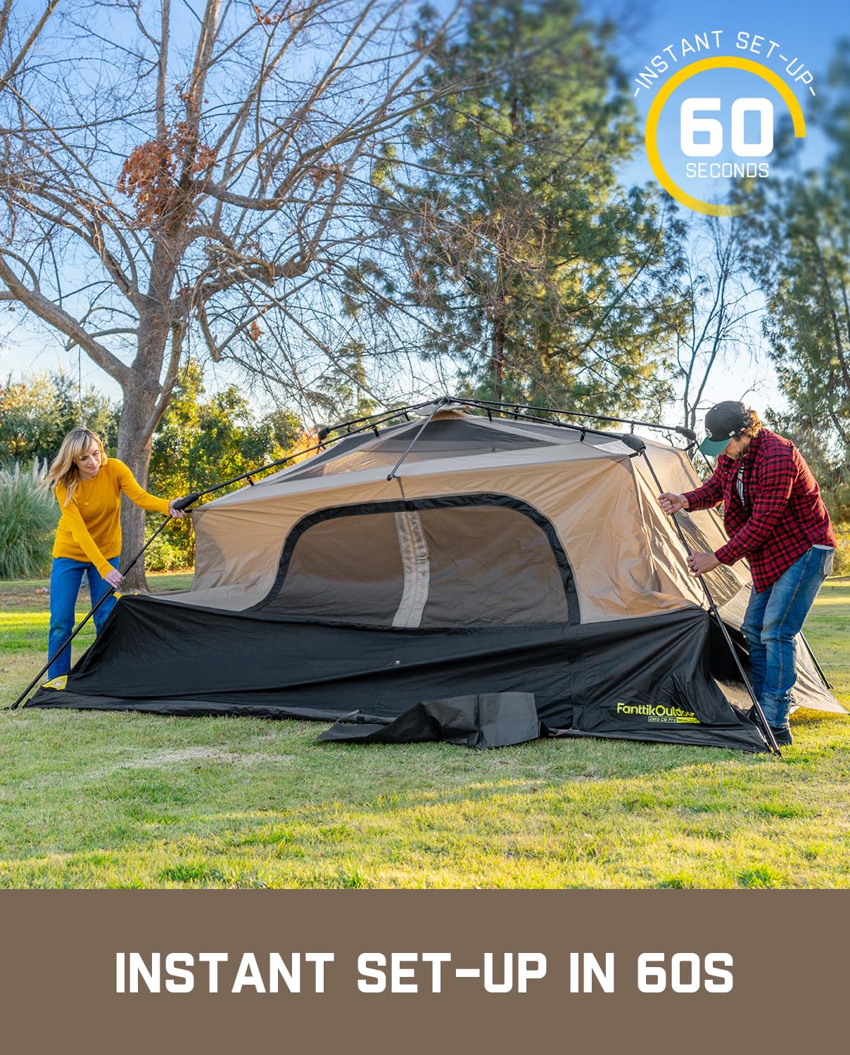 FanttikOutdoor Zeta C8 Pro windproof stability on a windy campsite.