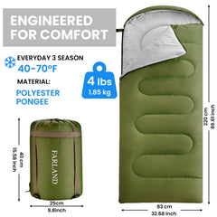 Farland sleeping bag compression sack for portable backpacking.