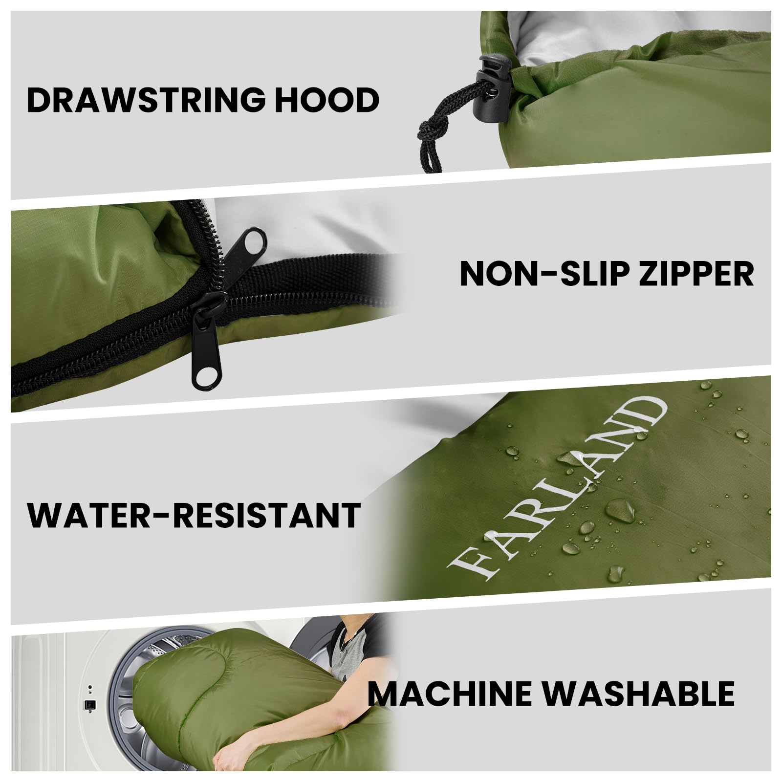 Farland sleeping bag is 86.6 inches long for adults and teens.