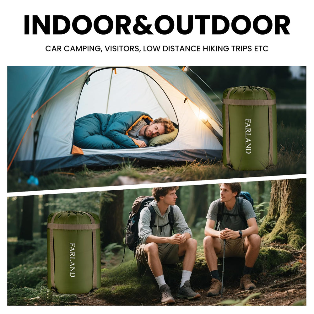 Farland sleeping bag waterproof and weather-resistant design for damp nights outdoors.