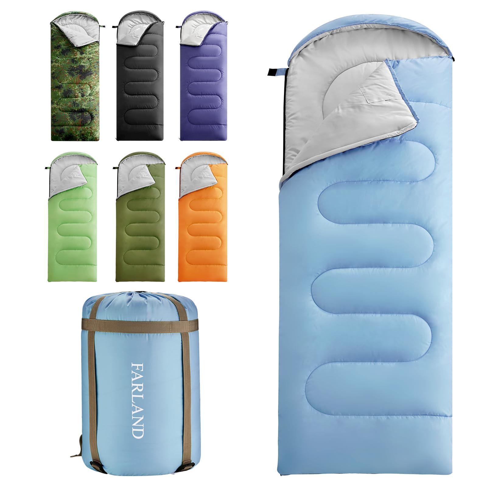 FARLAND sleeping bag waterproof-shell provides dry warmth for damp camping nights
