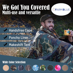 Farm Blue Jungle Camo blanket spread on ground for DIY shelter and cozy seating.