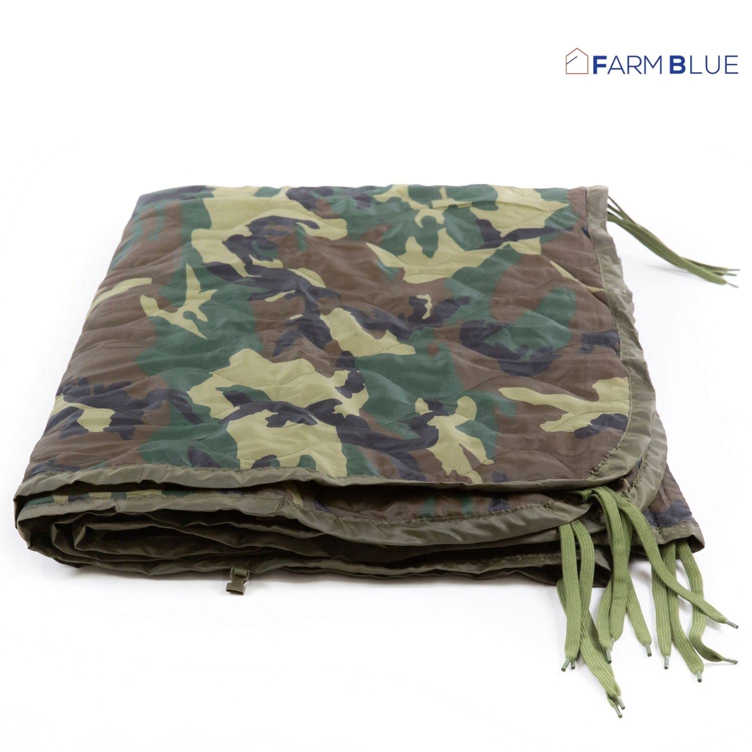 Farm Blue Jungle Camo blanket used for picnics and stadium events.