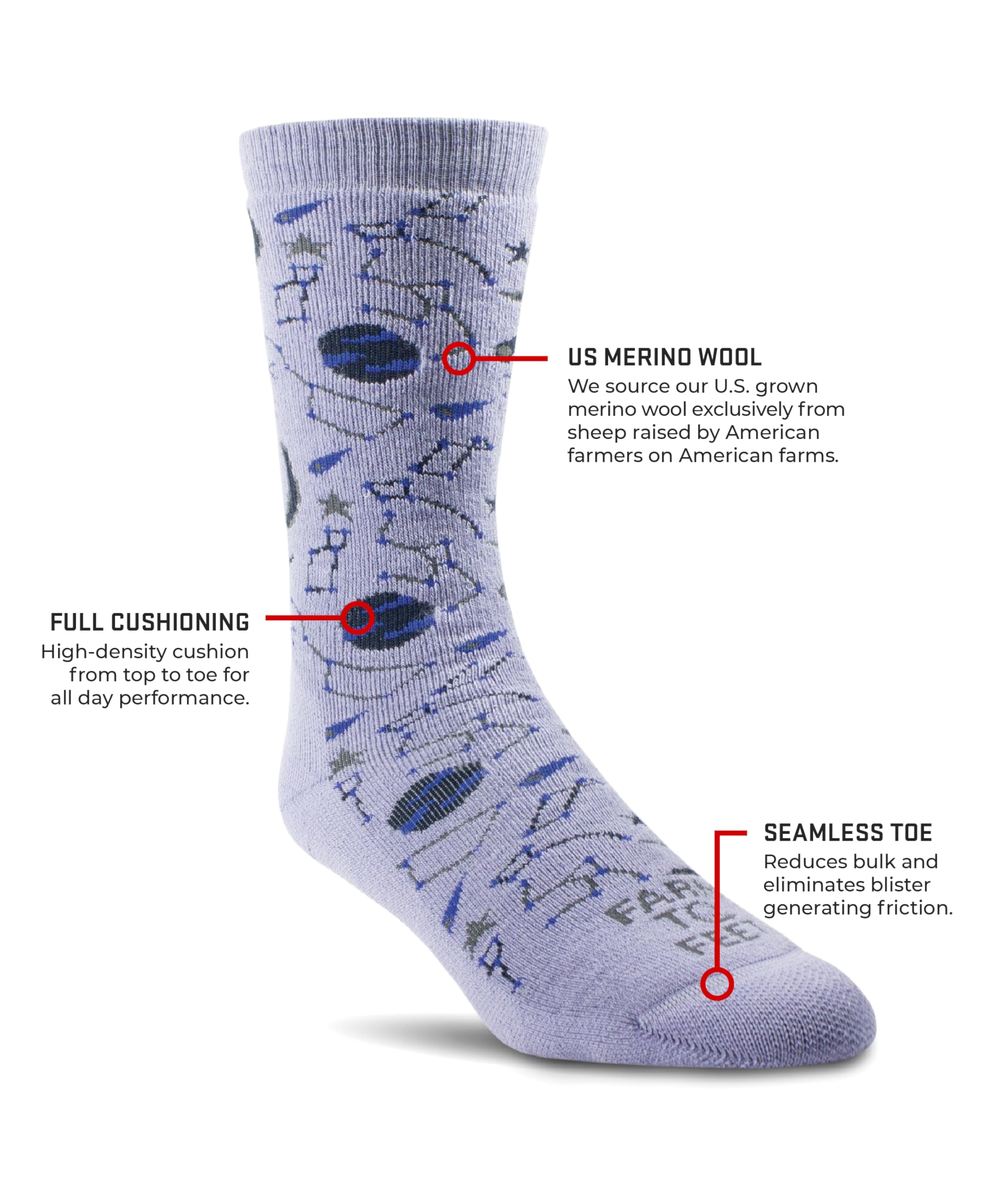 Farm to Feet Arco Full Cushion Merino Wool Socks extended crew height for warmth and support.