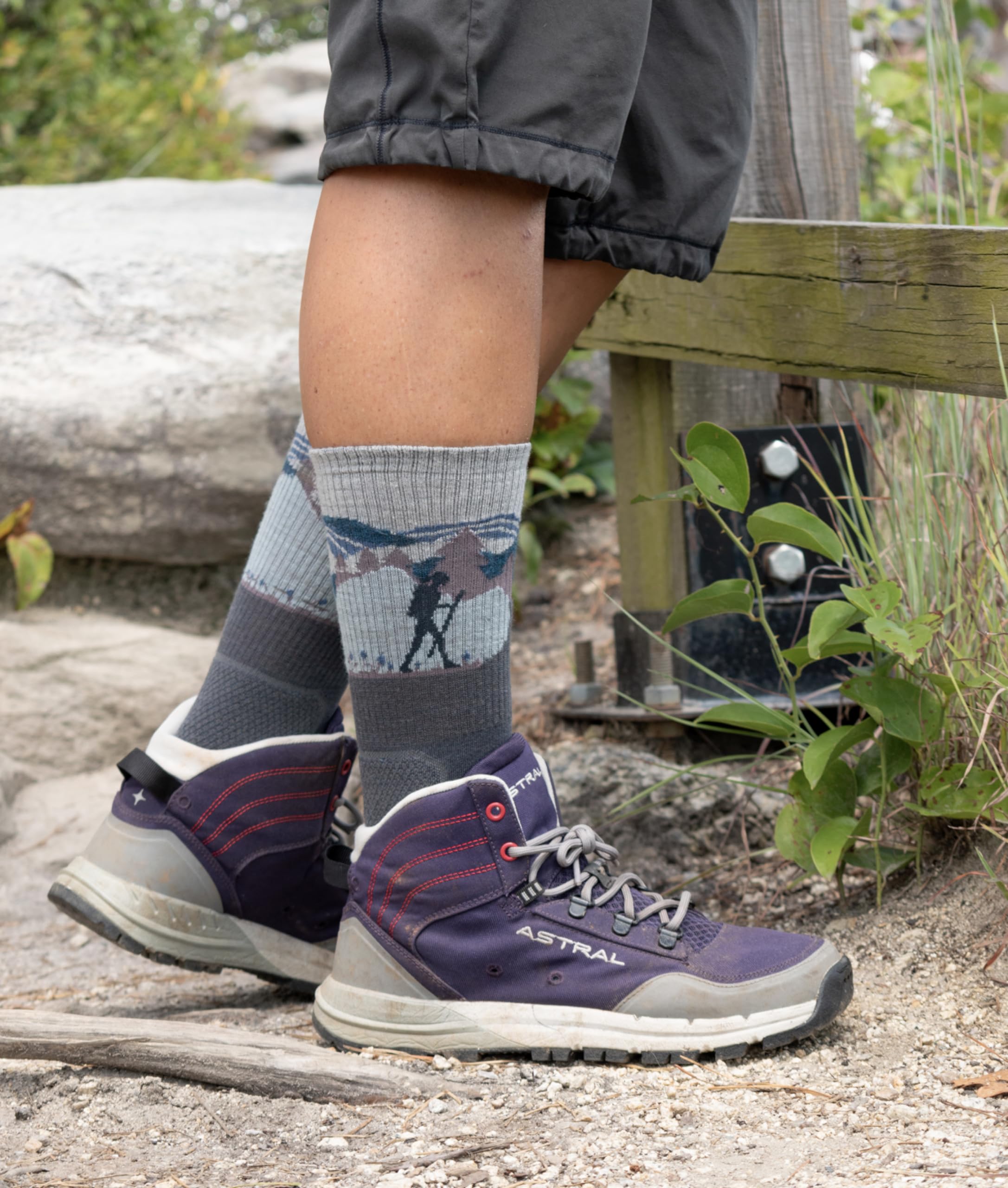 Farm to Feet Blue Ridge 3/4 Crew sock side view showing mid-calf fit for boots
