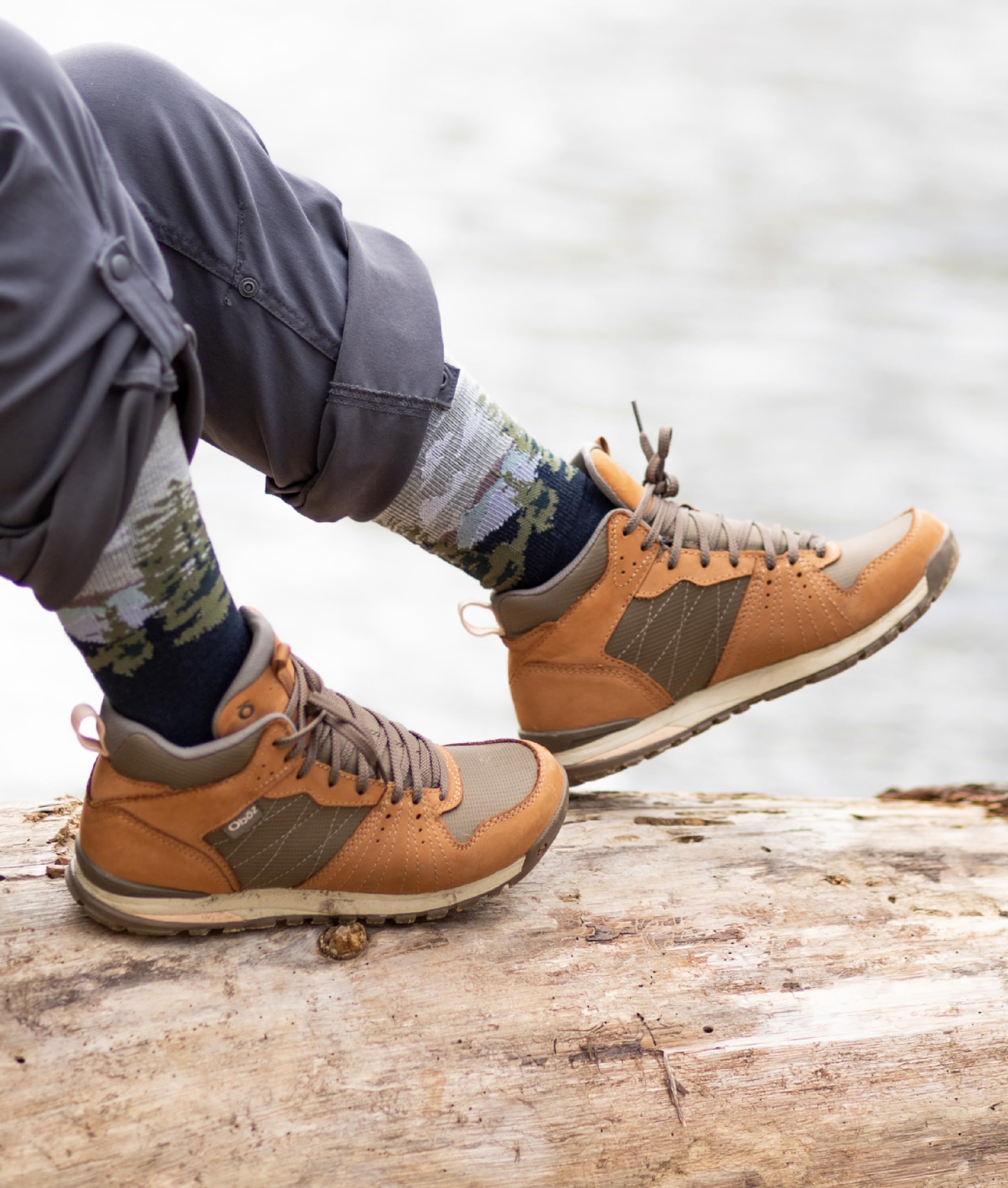 Farm to Feet Cascade Locks Mosstone durability detail, showing reinforced stitching and low-stress seams