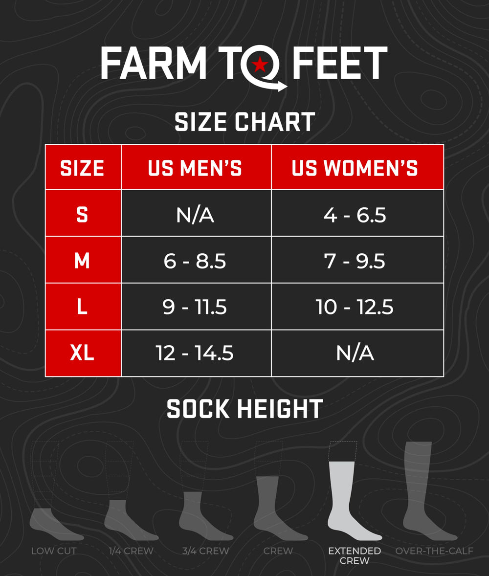 Farm to Feet Cedar Falls wader socks Wooly Blue showing reinforced, durable construction for heavy boots.