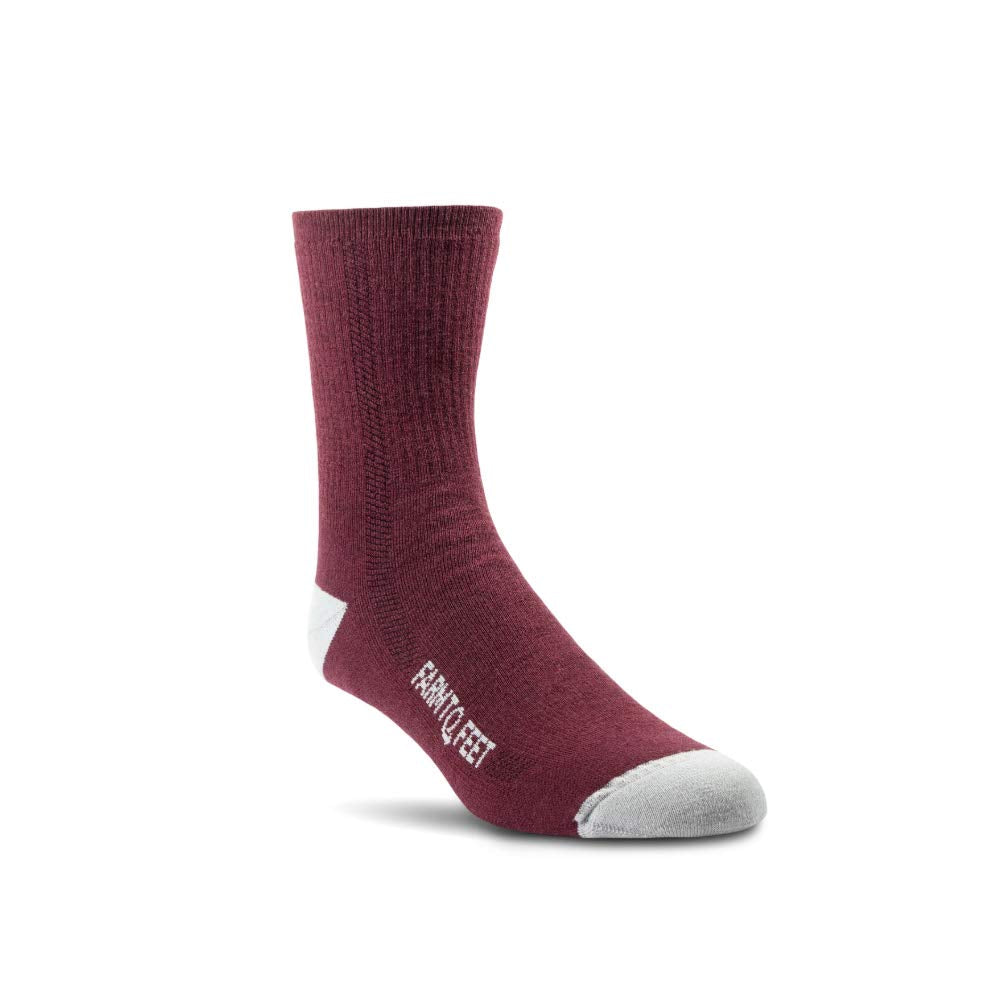 Farm to Feet Denver MW 3/4 Crew Merino socks in plum ideal for hiking and durability.