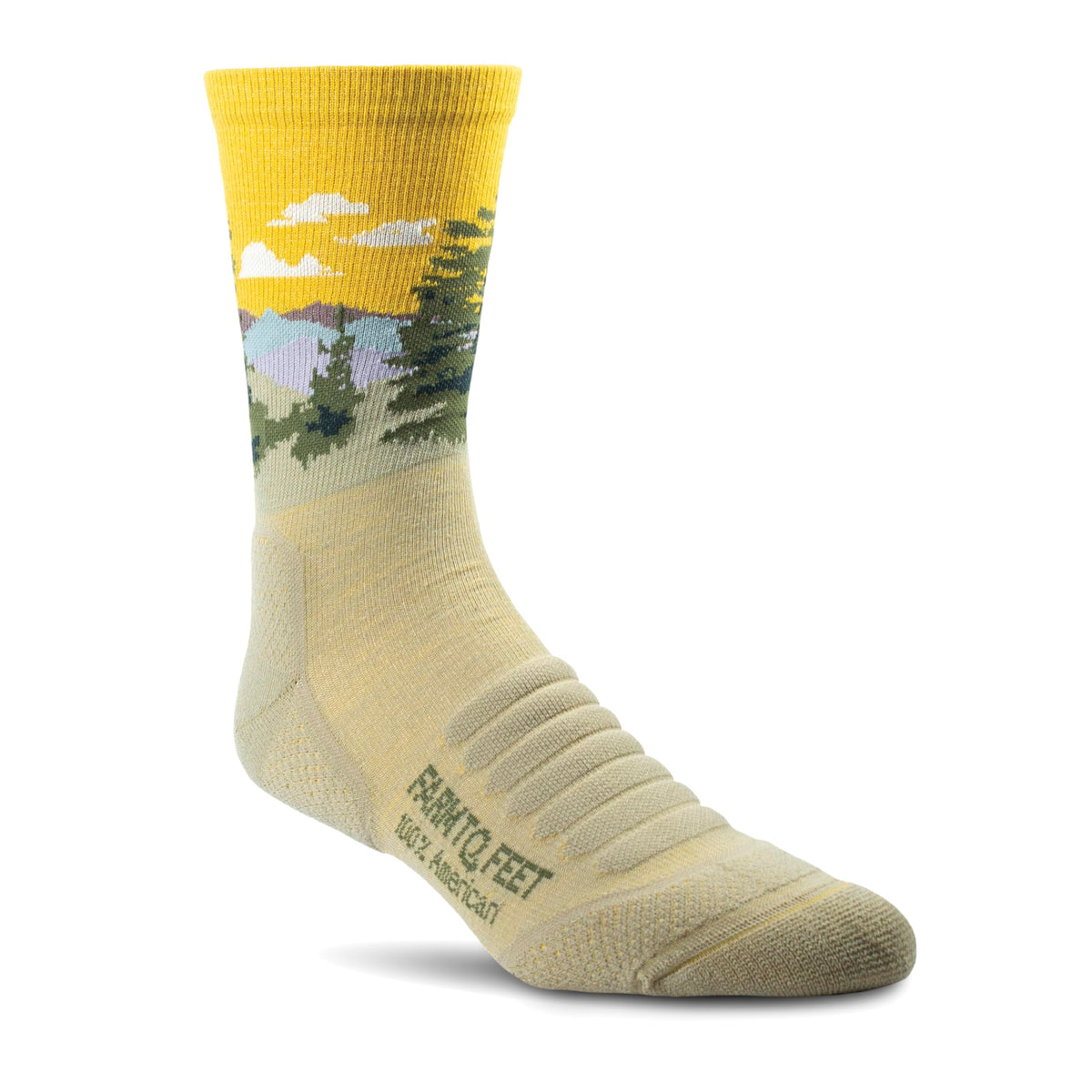 Farm to Feet Cascade Locks side-view sock highlighting cushioned comfort for all-day hikes