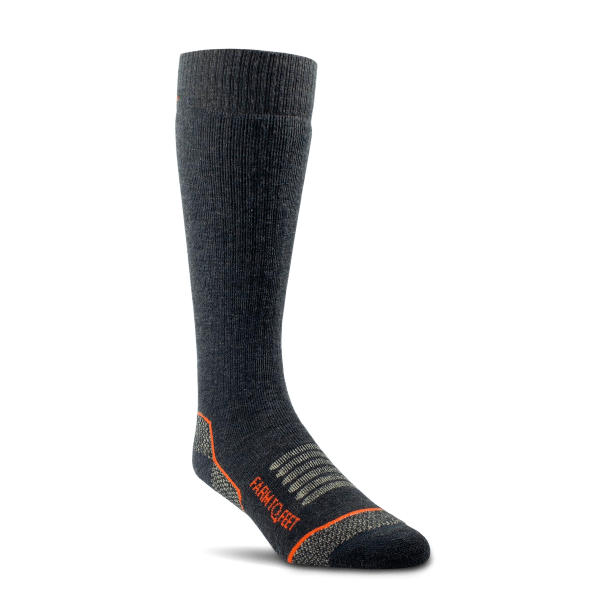 Farm to Feet Ely midweight mid-calf socks in charcoal for everyday comfort.