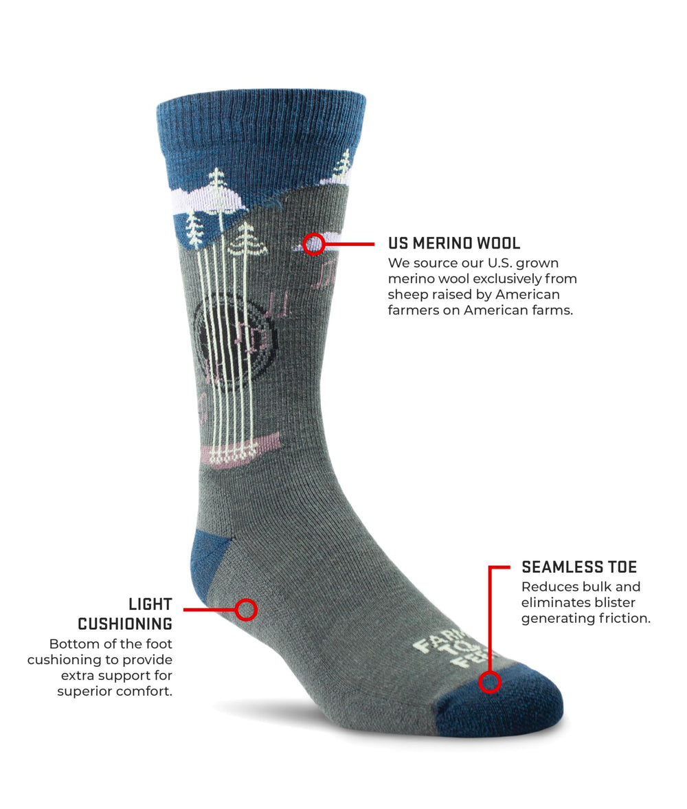 Farm to Feet Floyd cushioning sole provides impact absorption for running and hiking.