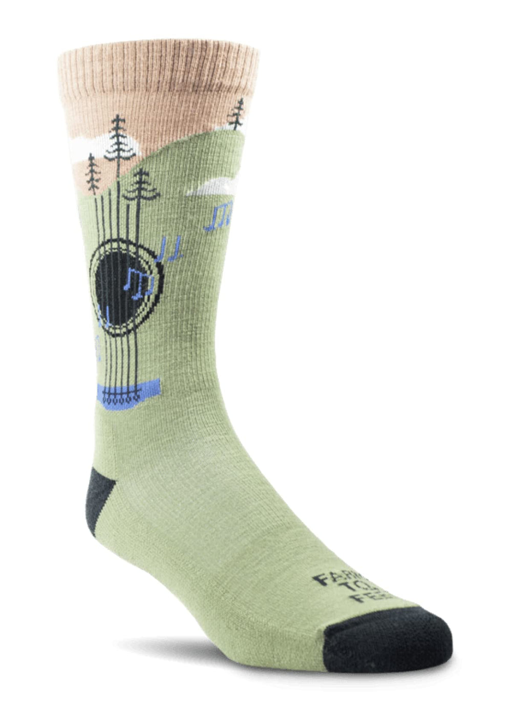 Farm to Feet Floyd sock on foot showing colorway for all-season comfort during running or hiking.