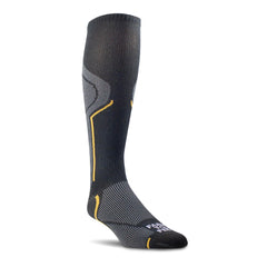 Farm to Feet Jackson 2.0 no-cushion over-the-calf sock in black and platinum, breathable merino for year-round comfort