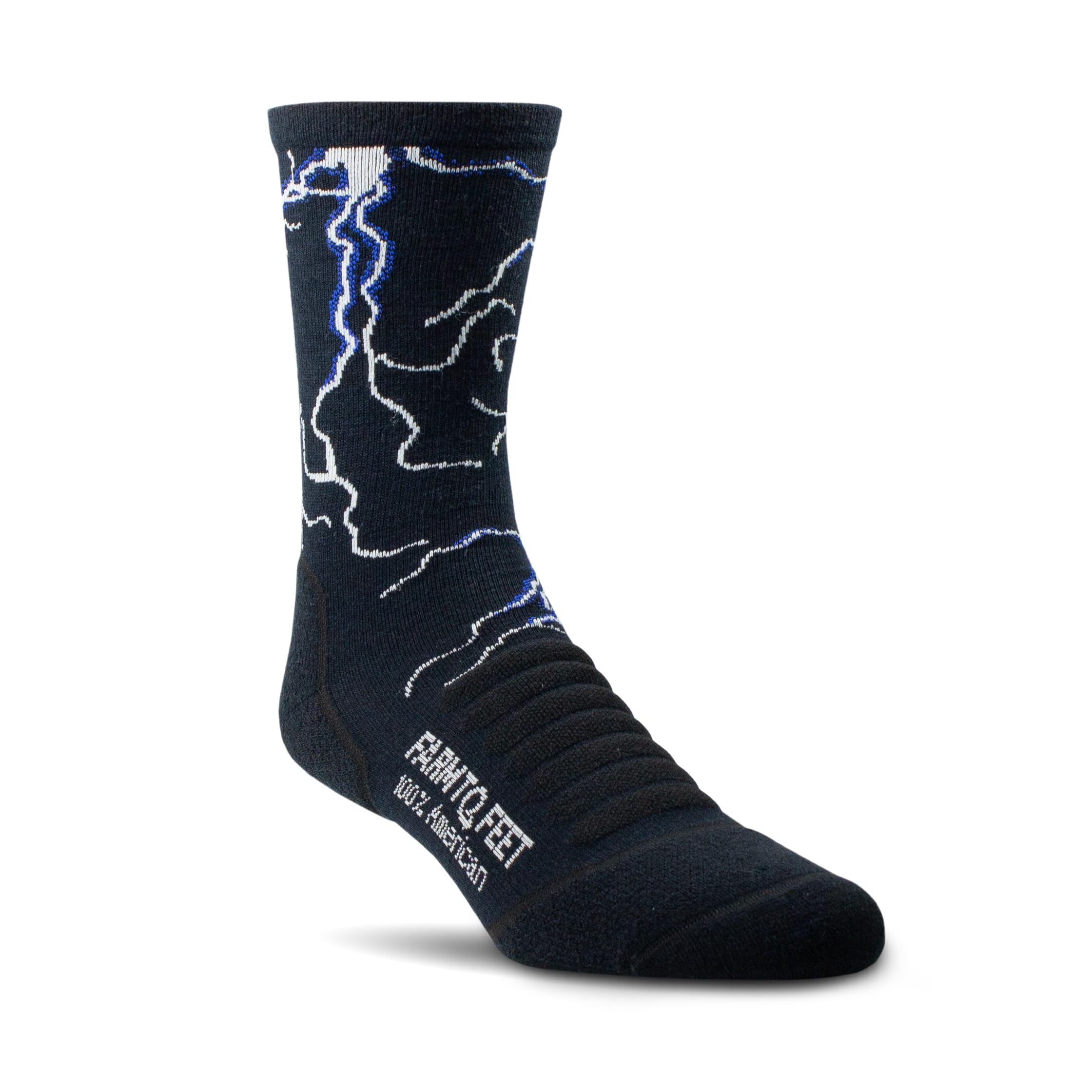 Farm to Feet Mount Thielsen socks, front view; seamless toe for blister-free hiking
