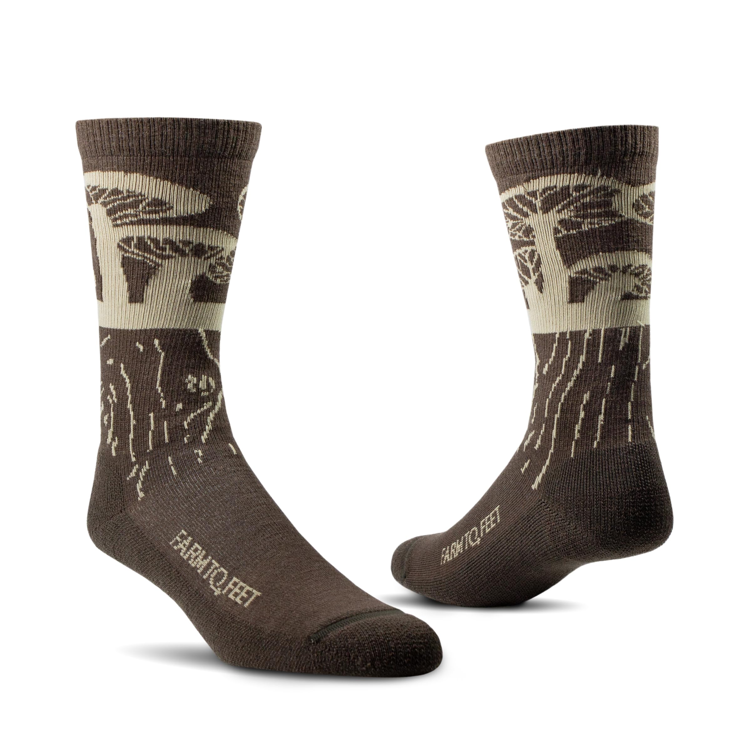 Farm to Feet Sonoma Everyday Light Cushion Crew Socks brown, seamless toe reduces bulk and friction