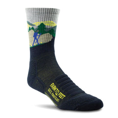 Farm to Feet Total Eclipse Blue Ridge Crew Socks viewed from the front for all-day comfort.