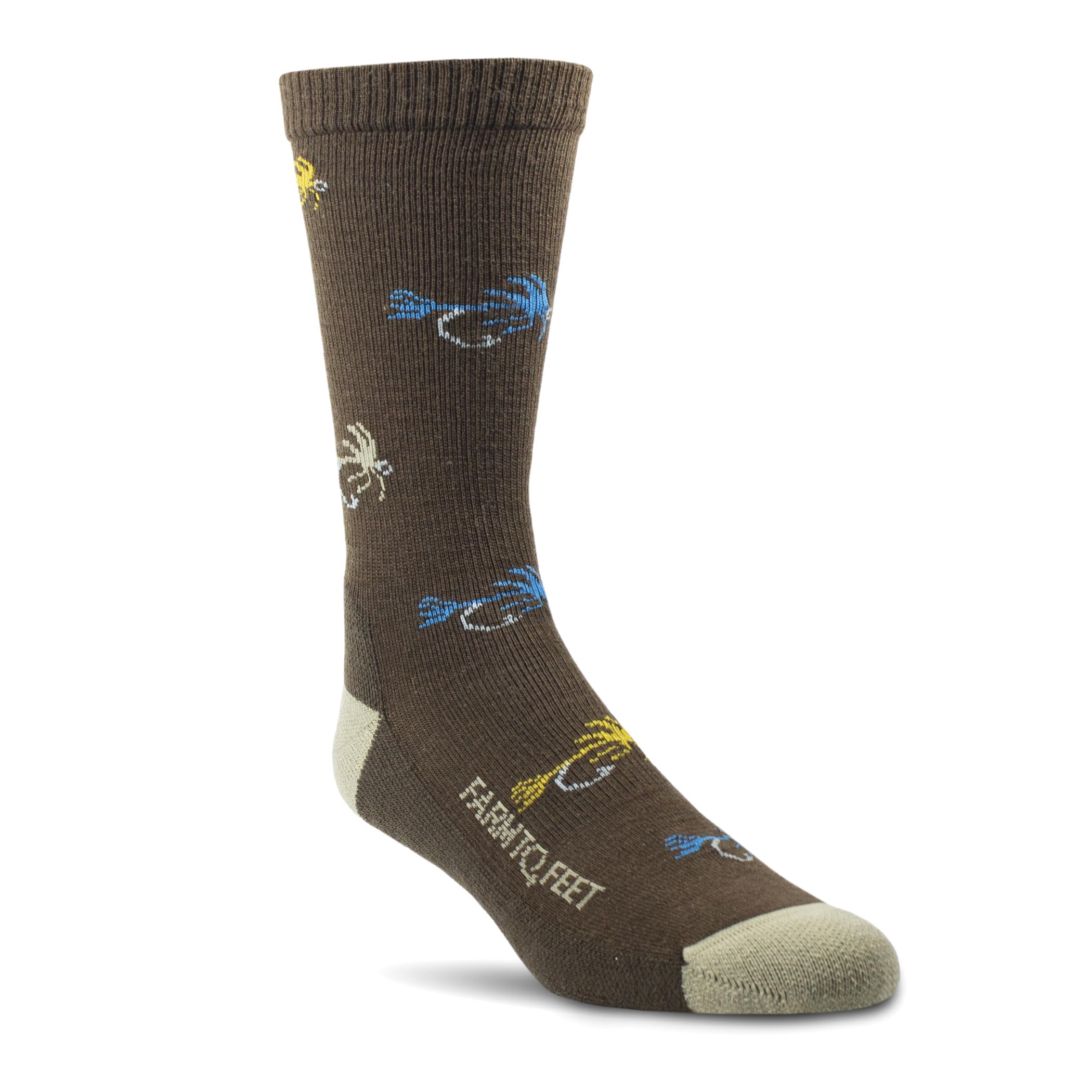 Farm to Feet Yellowstone all-season crew socks in Turkish Coffee color, front view, highlighting daily versatility.