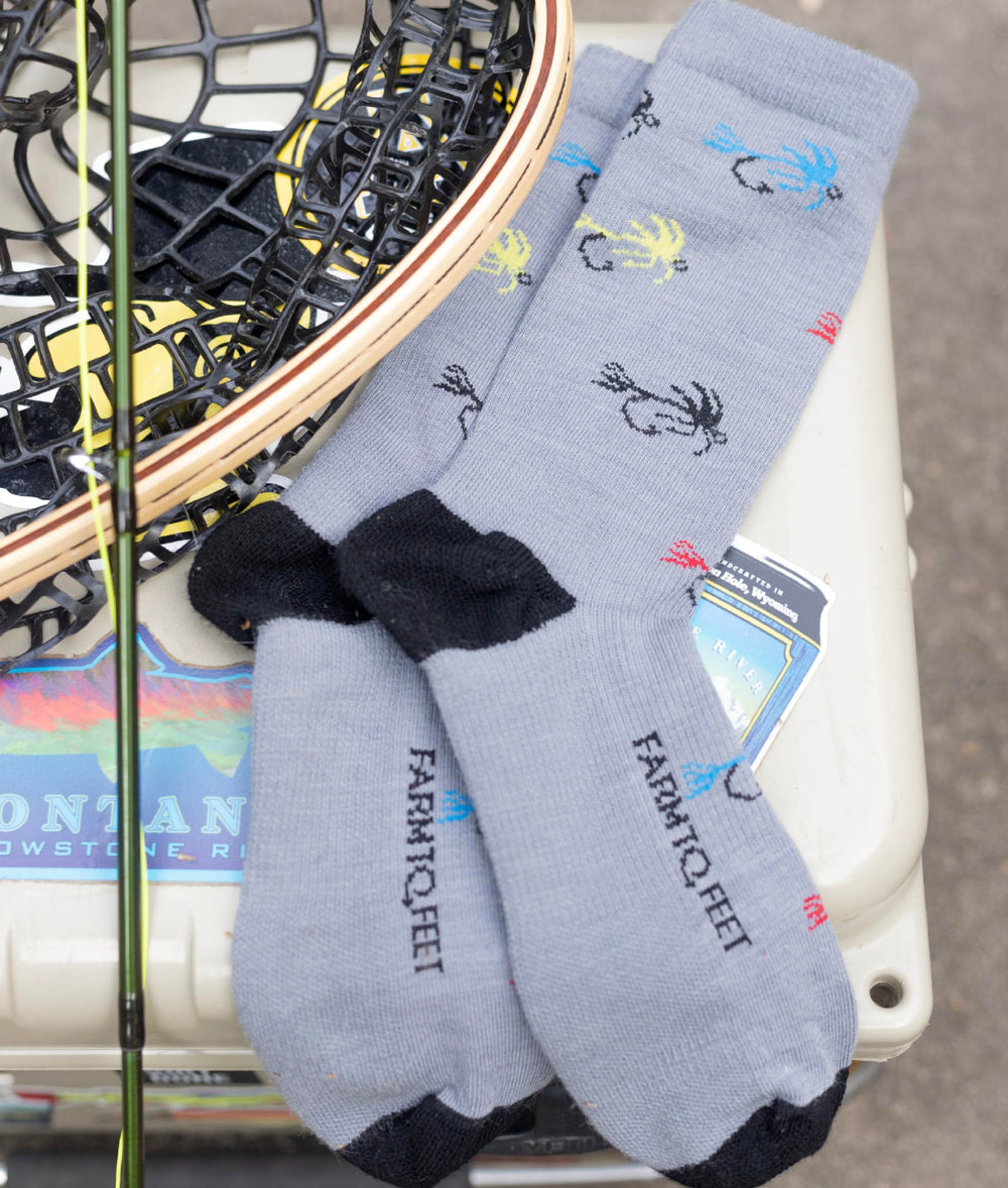 Reinforced stitching on Yellowstone Merino sock emphasizes durability for regular use.