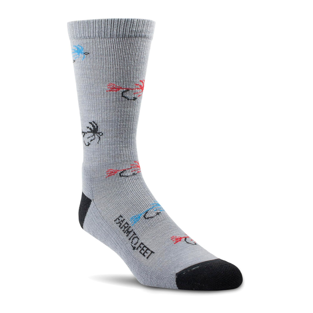 Farm to Feet Yellowstone merino crew socks front view shows platinum fit for xlarge comfort