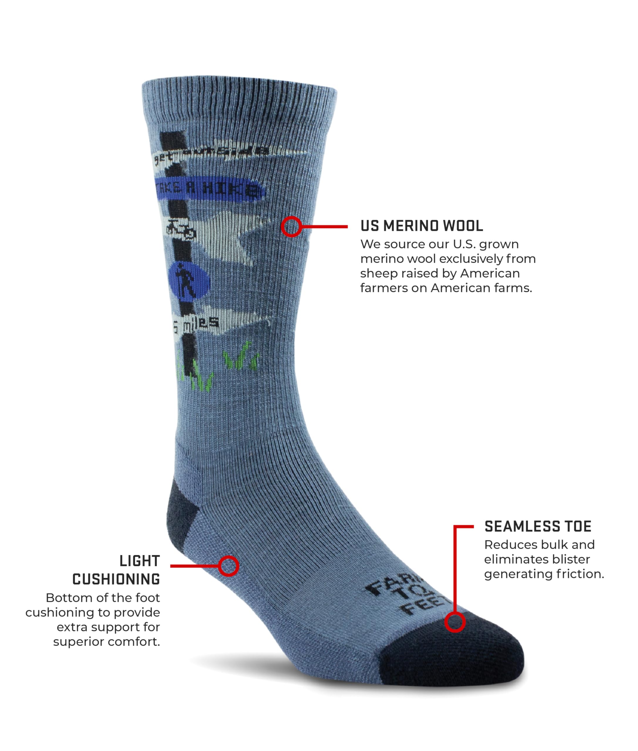 Farm to Feet Zoar seamless toe closeup for bulk-free comfort.