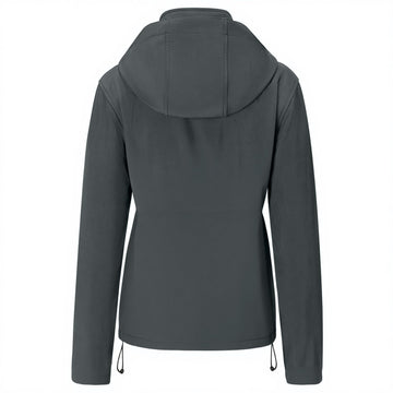 Farvalue women's softshell jacket back view illustrating windproof coverage for daily commuting.