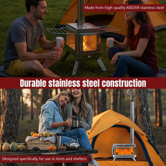 FASDRESS tent stove folding base demonstrating compact portability and easy storage.