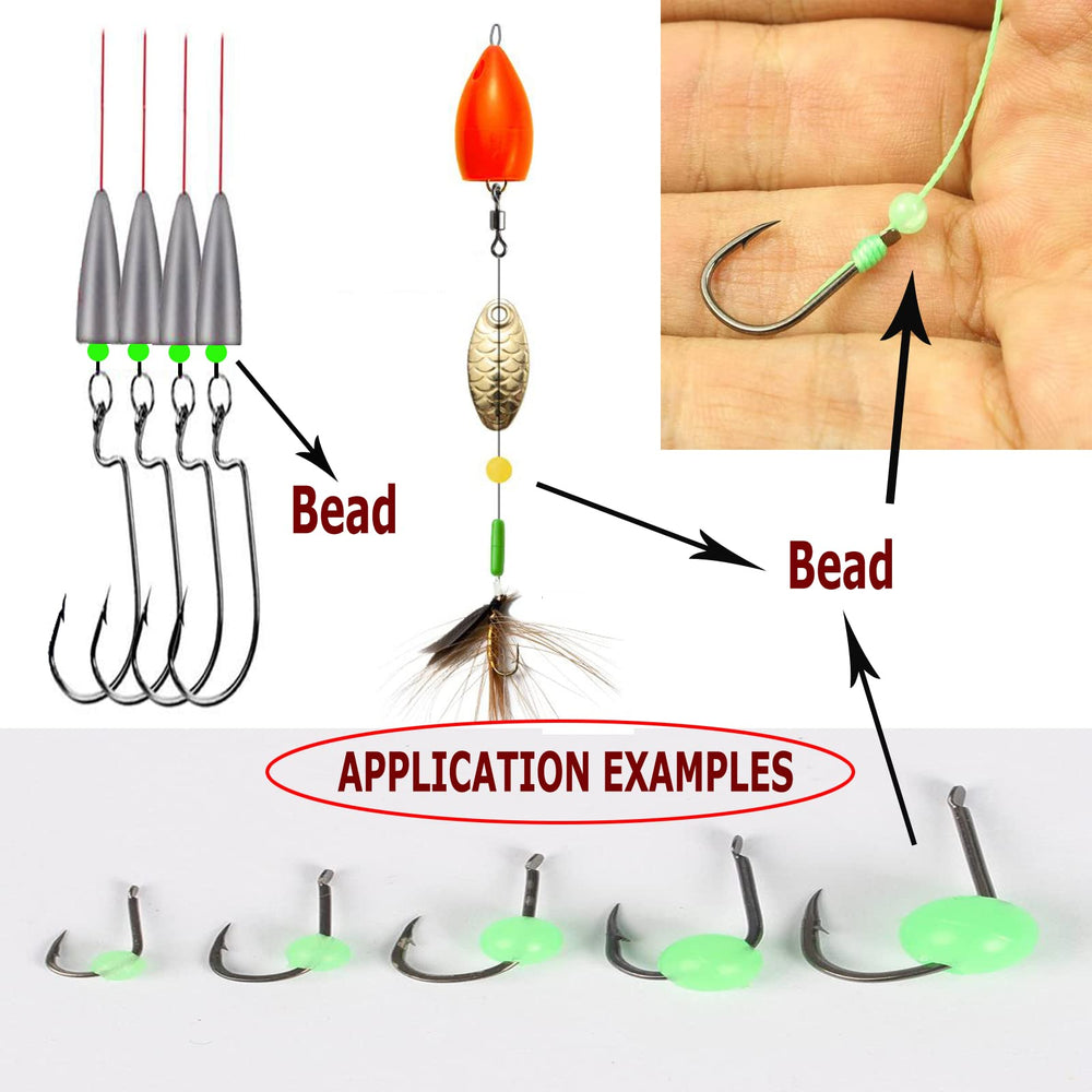 Luminous fishing beads in use for night fishing rigs