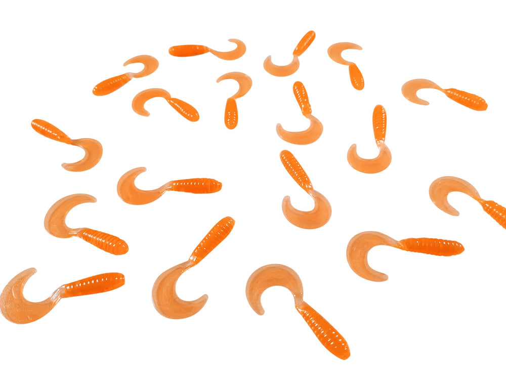 FastFish Megatail Glo Orange 3-inch lure with lifelike tail action for creeks and rivers.