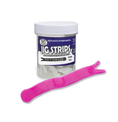 Fat Cow Jig Strips Fork Tail hot bubblegum trailer adds scent and action for versatile jig setups.