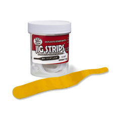 Fat Cow Jig Strips Skinny Tail 5 1/4\" yellow; versatile lure trailer with squid scent.