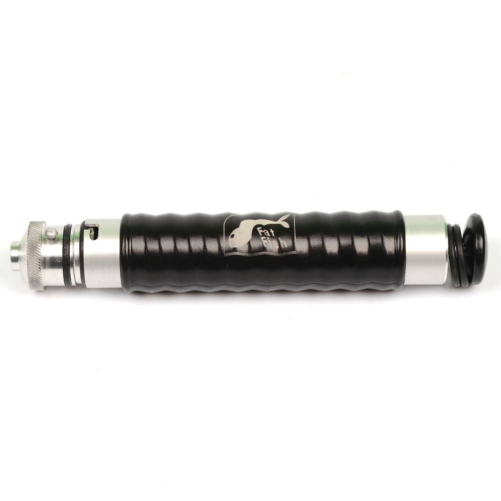 Fat Fish plastisol injector ergonomic handle provides comfortable control during lure making.