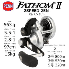 Fathom II Lever Drag 2 Speed 25NLD2 CV Reel BX - side view