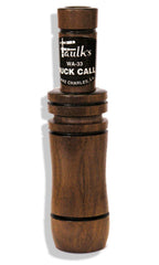 Faulk's deluxe duck call in walnut delivers smooth mallard tones for field hunting