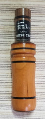 Faulk's Deluxe Goose Call CH-44 brown with cherry and walnut barrels for versatile goose calling.