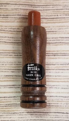 Faulk's Hawk Call H-10 in brown with walnut barrel and cherry tip for hawk and crow calls.