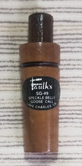 Faulk's Speckled Belly Goose Call SG-49 in brown walnut wood, reliable field goose call.
