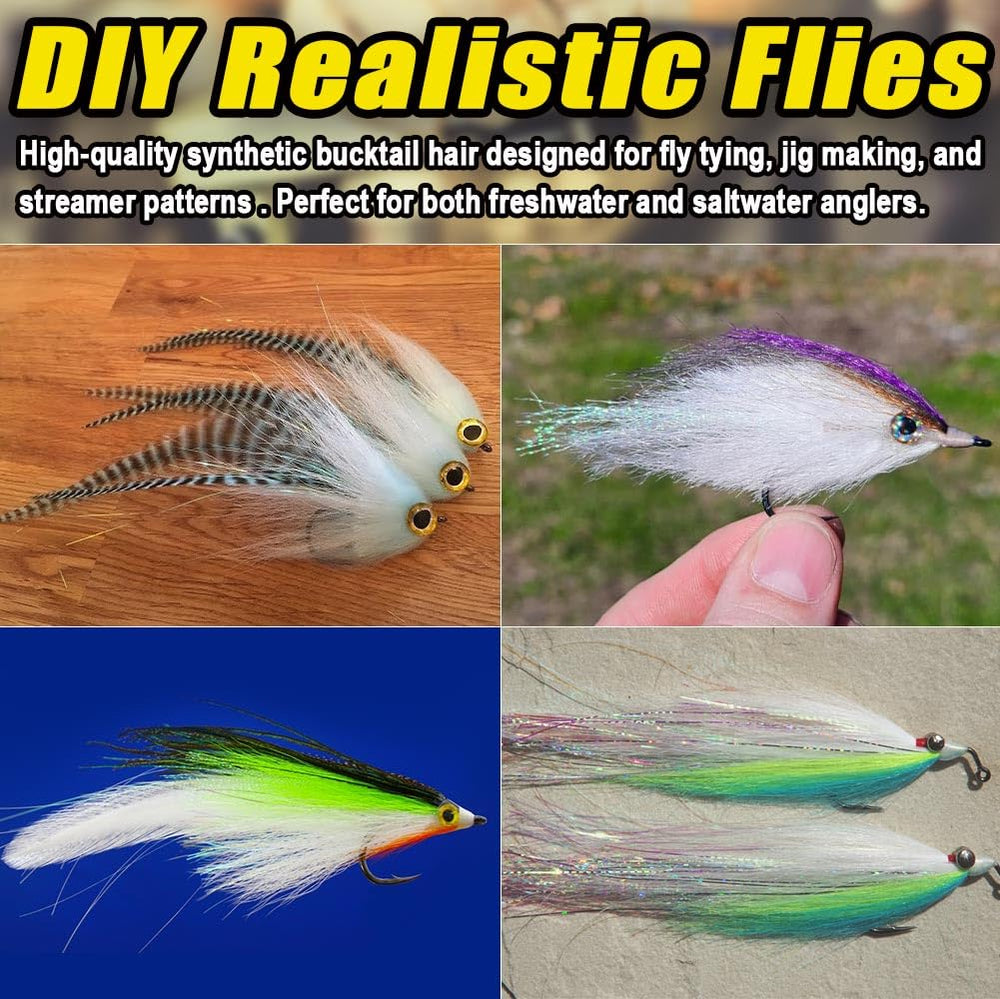 Assorted colors from Faux Bucktail kit for fly tying and streamer patterns