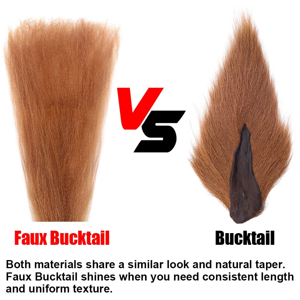 Bucktail fibers arranged for cutting and tying jig and streamer lures