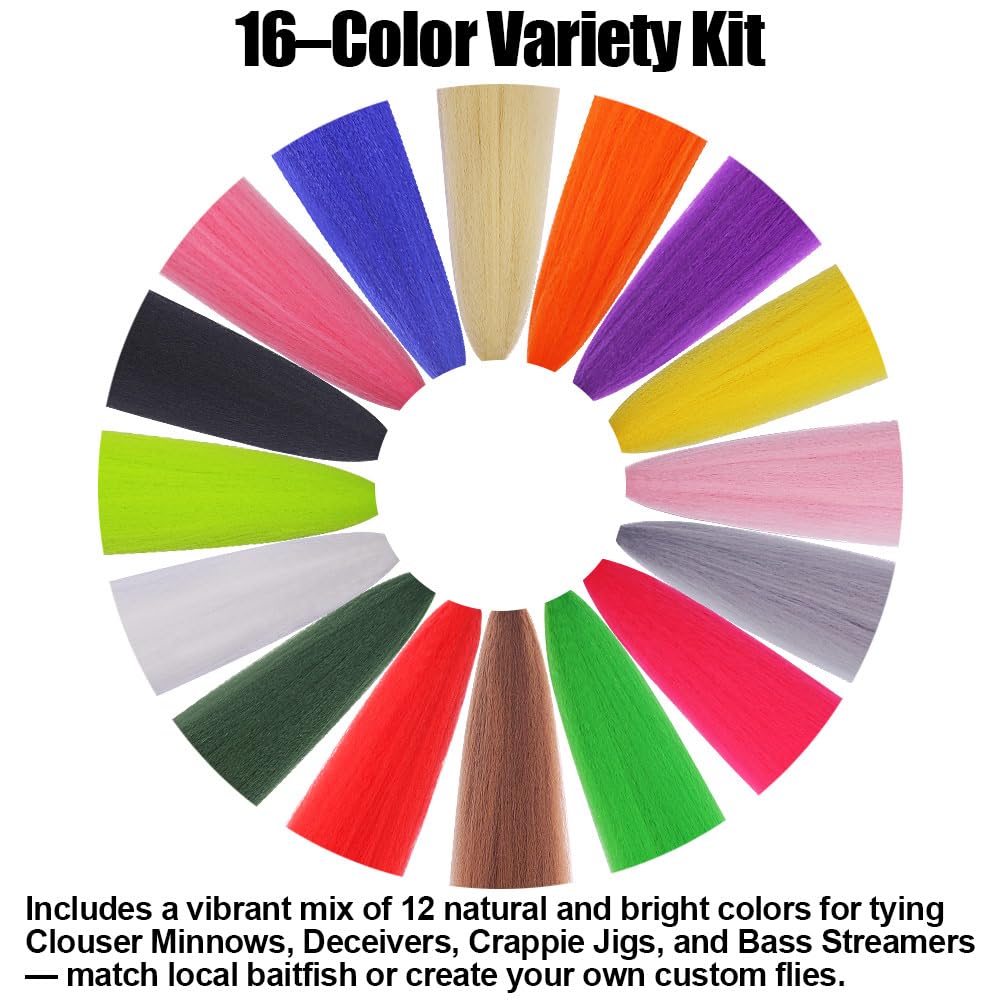 Durable synthetic bucktail hairs ideal for freshwater and saltwater flies