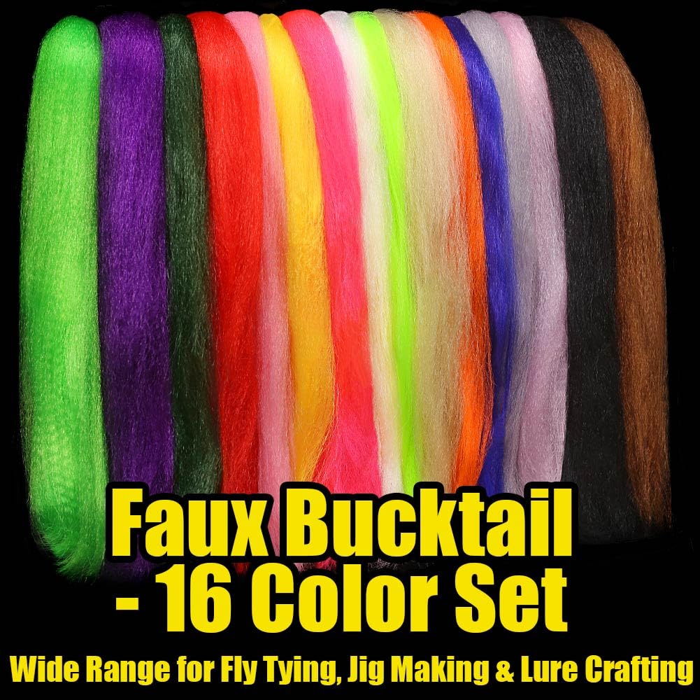 No-shed, long-fiber bucktail substitute for consistent tying performance
