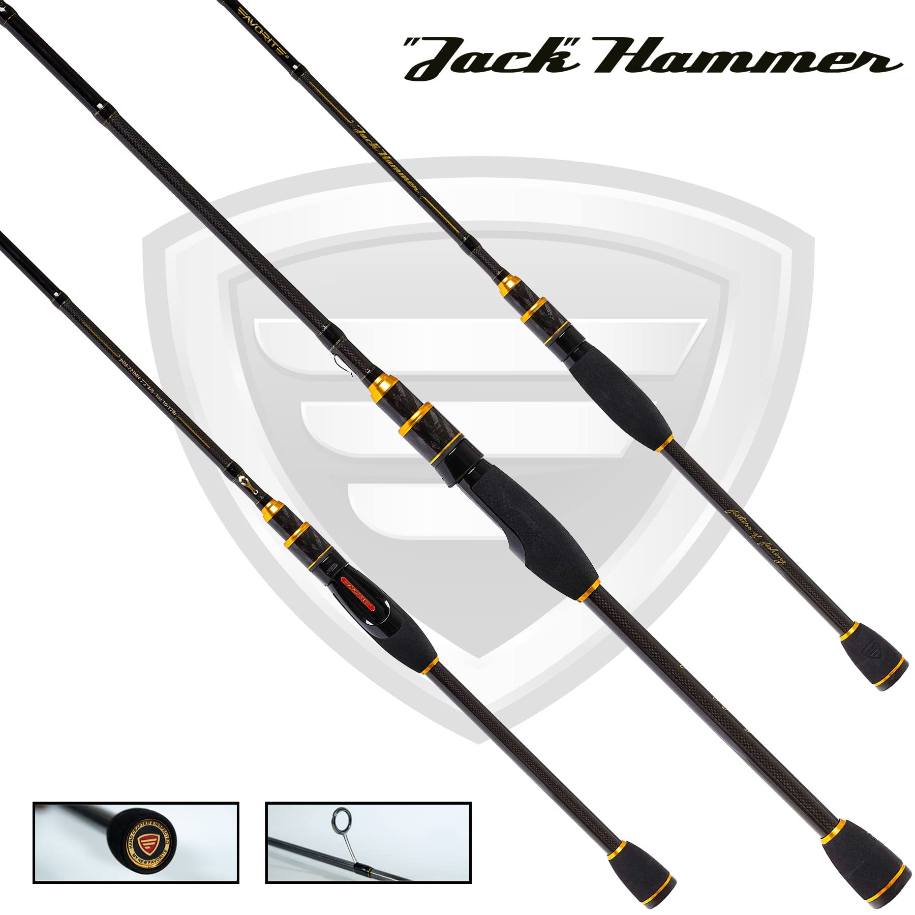 Favorite Jack Hammer spinning rod bass-hookset bias supports accurate hooksets